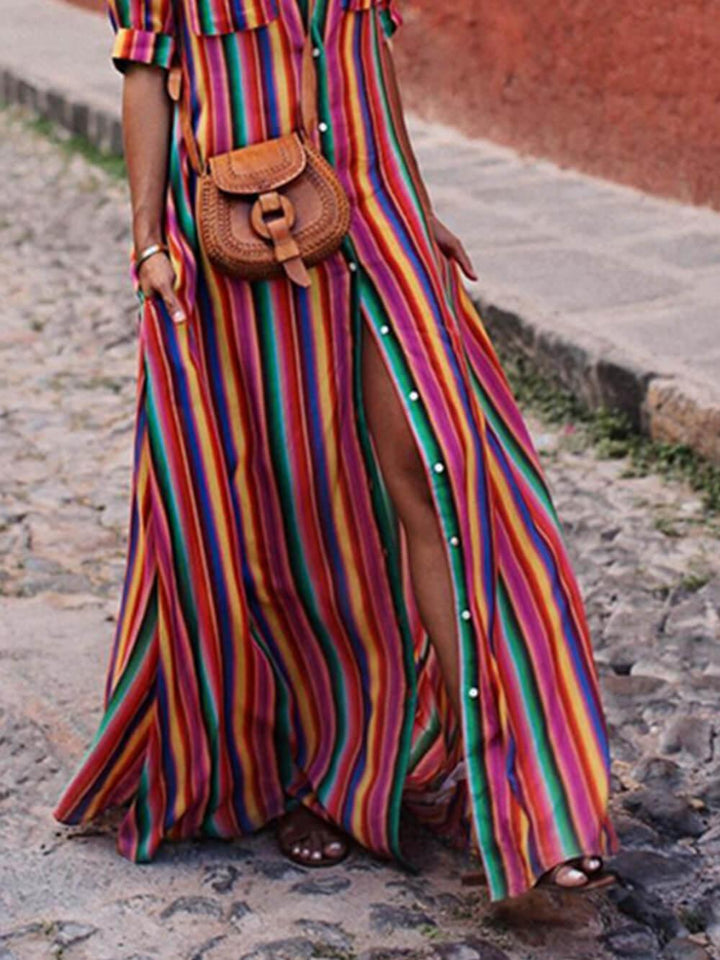 Nancy | Letnia Casualowa Spódnica Maxi w Paski