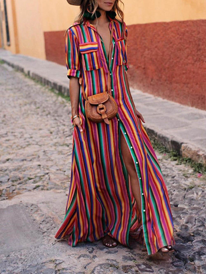 Nancy | Letnia Casualowa Spódnica Maxi w Paski