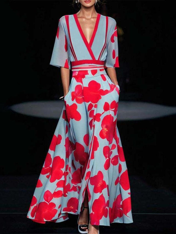 Lea | Elegancka Maxi Sukienka w Stylu Glam na Lato