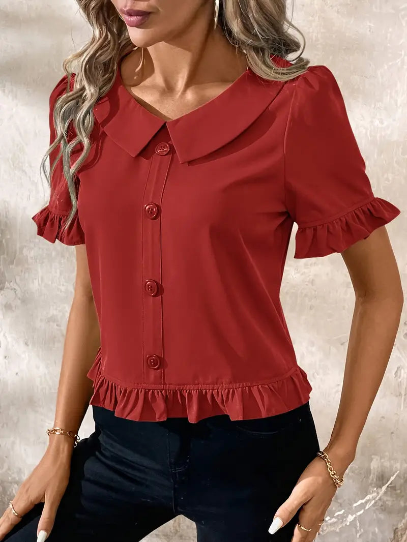 Susan™ - Elegancka Bluzka z Krótkim Rękawem