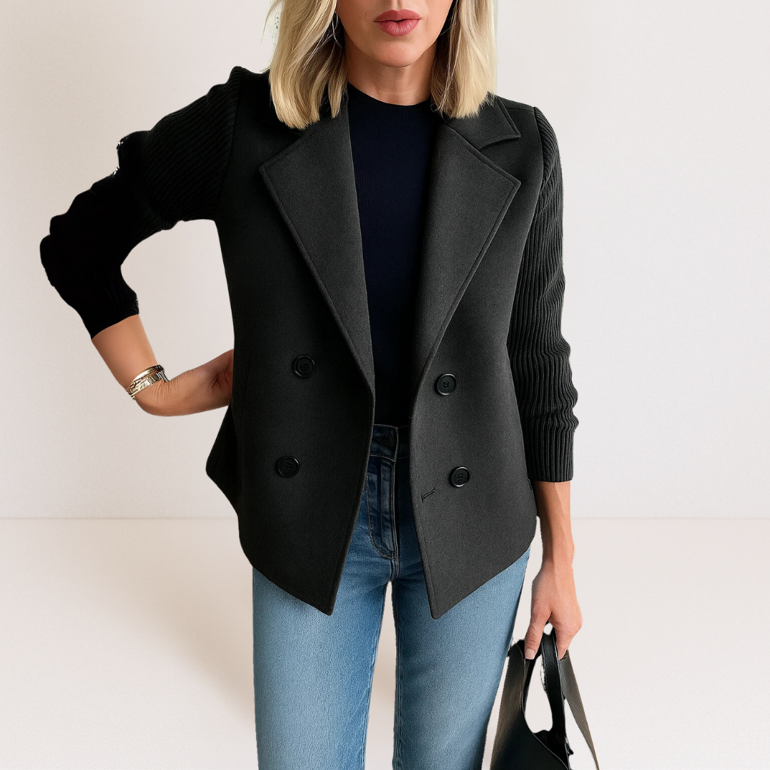 Martine™ - Elegancka Kurtka z Dzianinowymi Rękawami