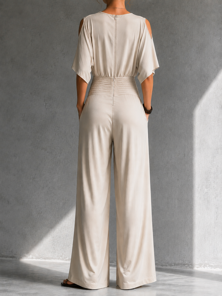 Alina | Elegancka kombinacja z efektem kopertowym i szerokimi nogawkami