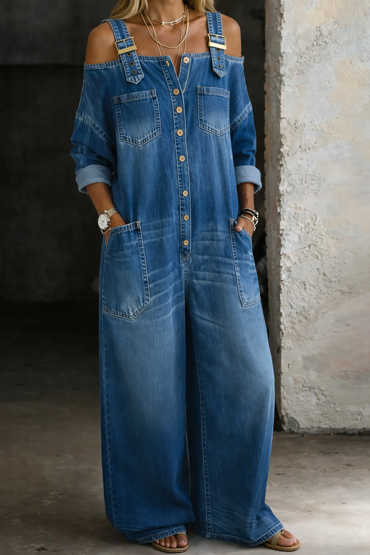 Sophia | Sukienka z denimu z odkrytymi ramionami