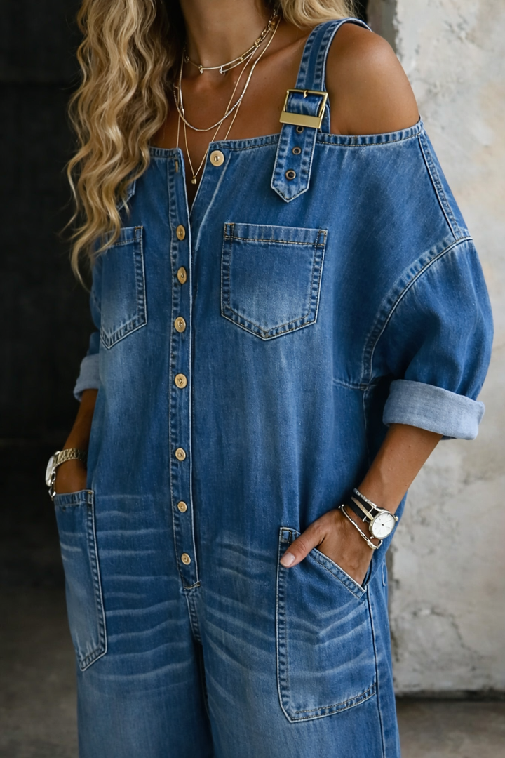 Sophia | Mono Denim z Odkrytymi Ramionami