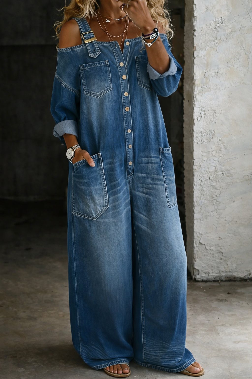 Sophia | Mono Denim z Odkrytymi Ramionami