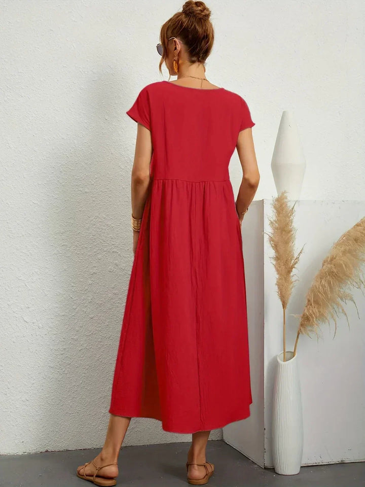 Gabrielle™ — Elegancka, midi sukienka o swobodnym kroju