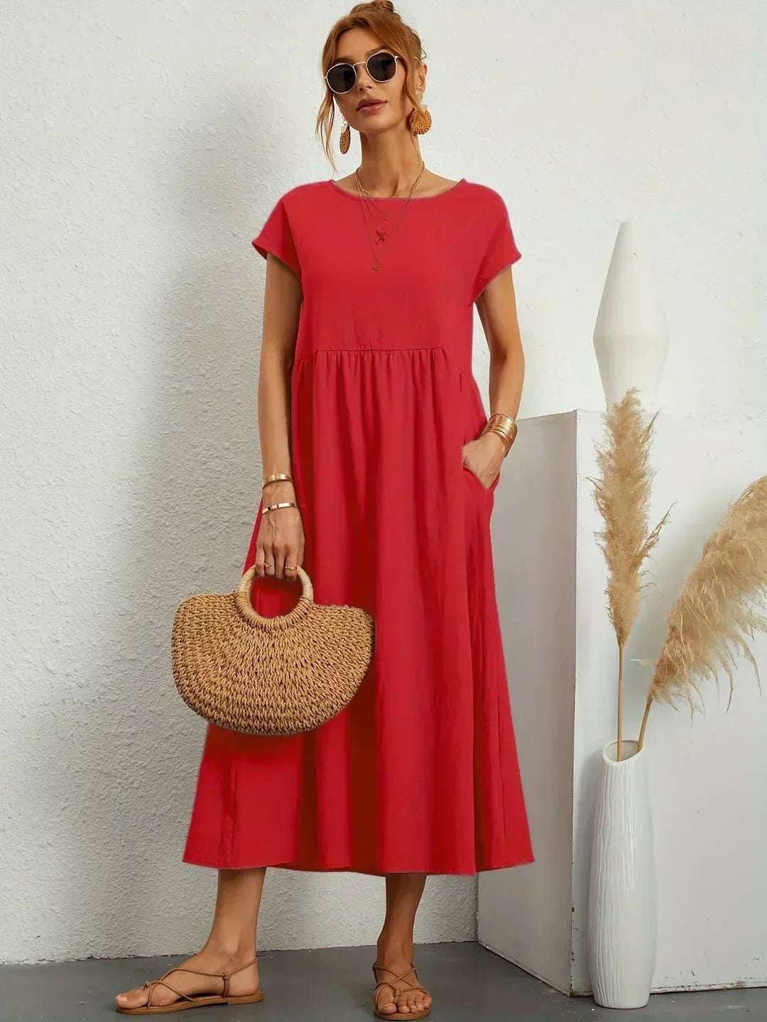 Gabrielle™ — Midi Sukienka o Płynnej Elegancji