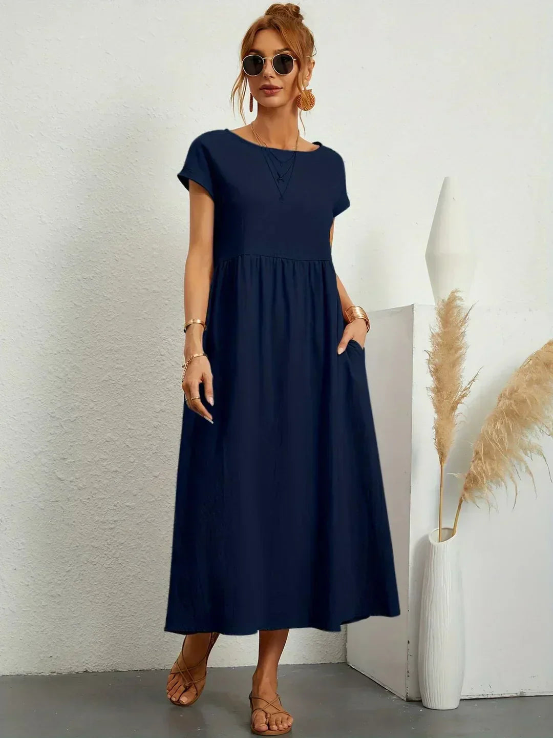 Gabrielle™ — Midi Sukienka o Płynnej Elegancji