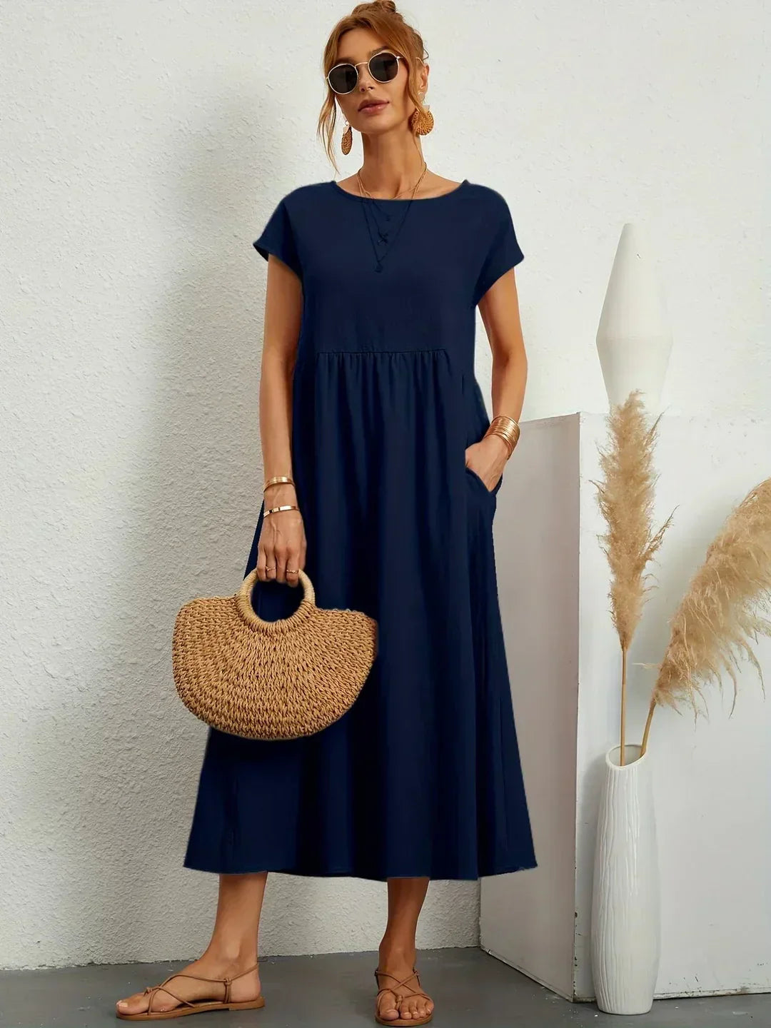Gabrielle™ — Midi Sukienka o Płynnej Elegancji