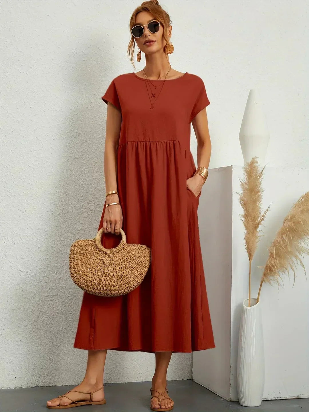 Gabrielle™ — Midi Sukienka o Płynnej Elegancji