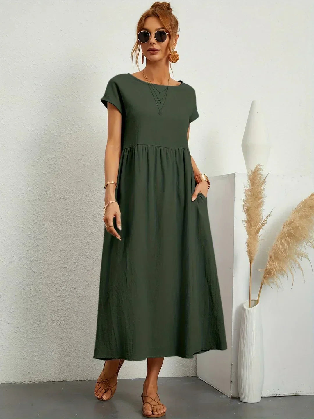 Gabrielle™ — Midi Sukienka o Płynnej Elegancji