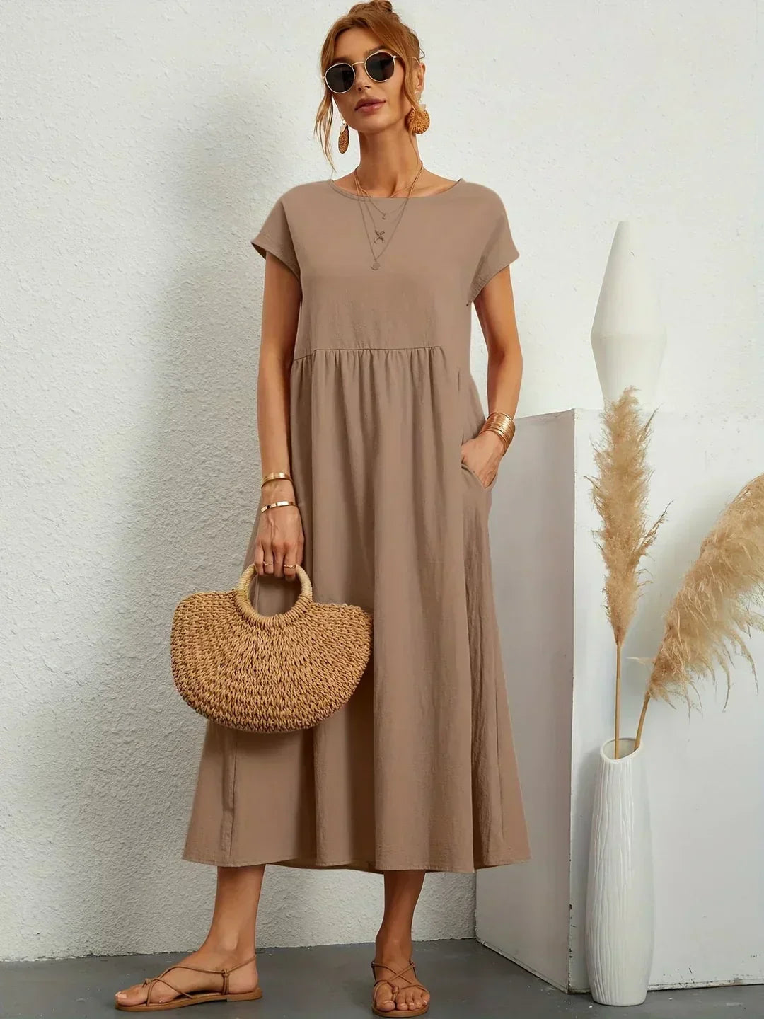 Gabrielle™ — Midi Sukienka o Płynnej Elegancji