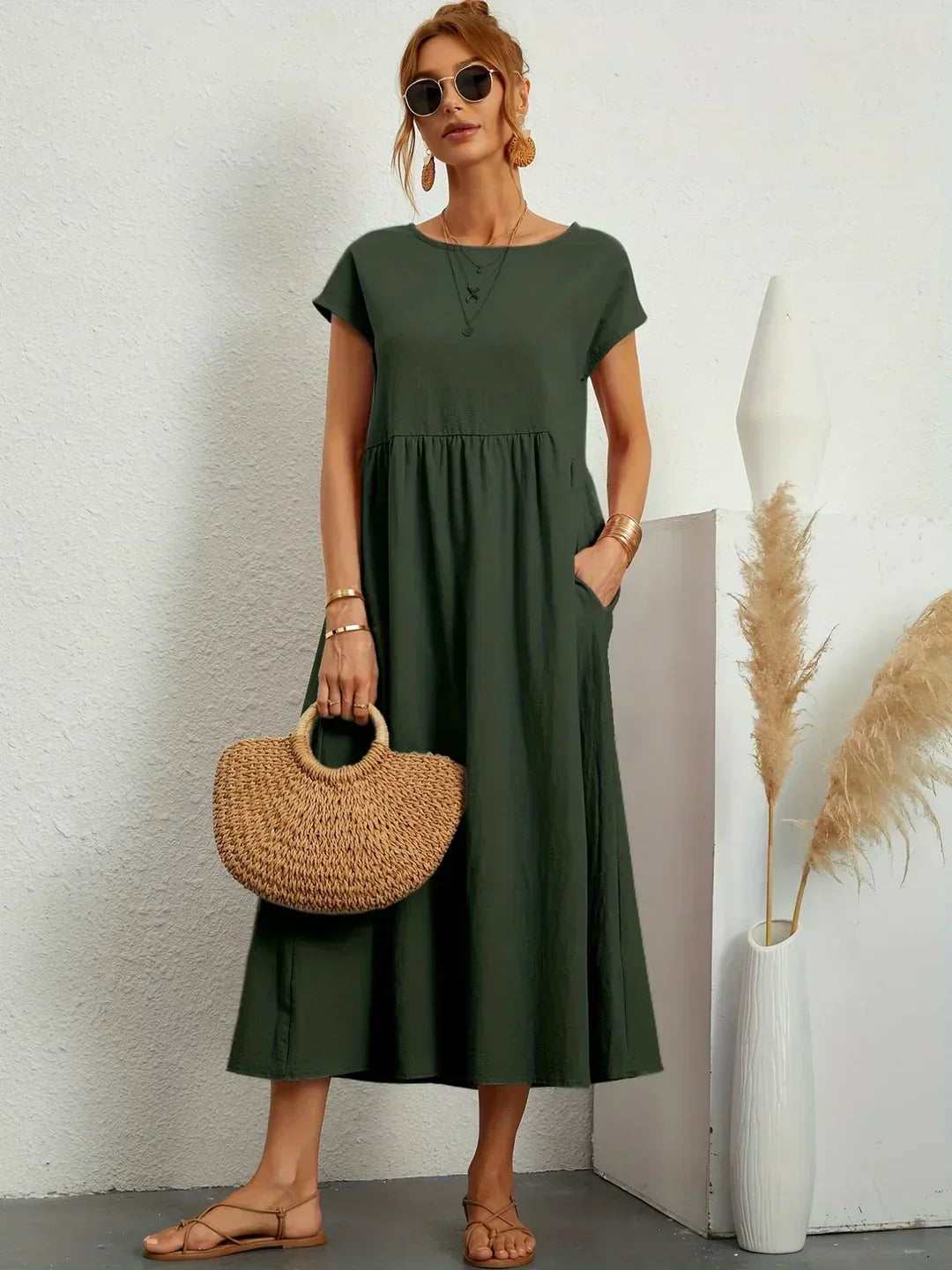Gabrielle™ — Midi Sukienka o Płynnej Elegancji