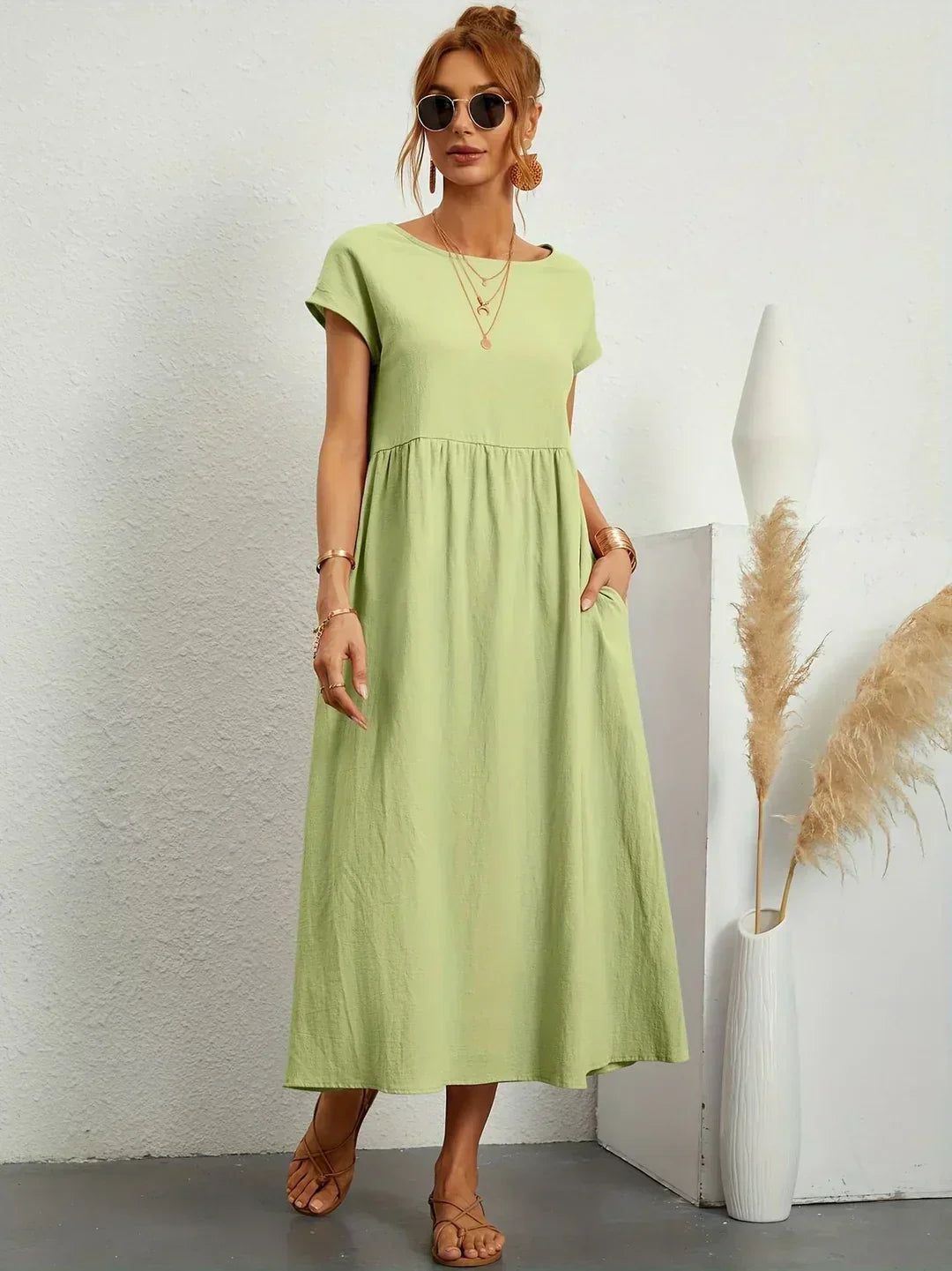Gabrielle™ — Elegancka, midi sukienka o swobodnym kroju