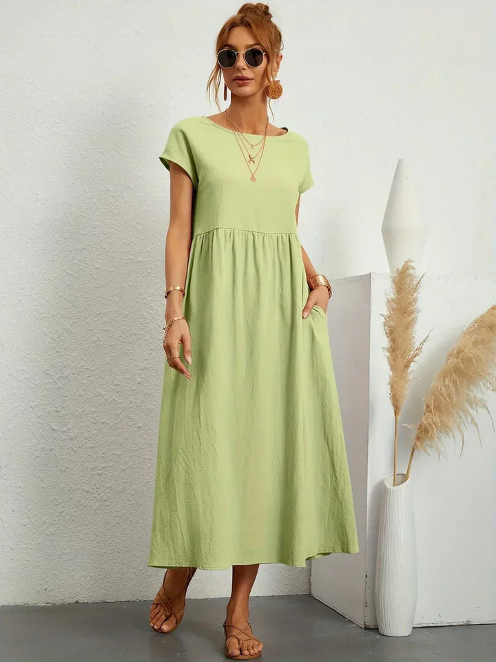 Gabrielle™ — Elegancka, midi sukienka o swobodnym kroju