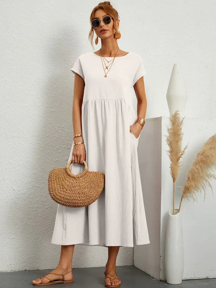 Gabrielle™ — Elegancka, midi sukienka o swobodnym kroju