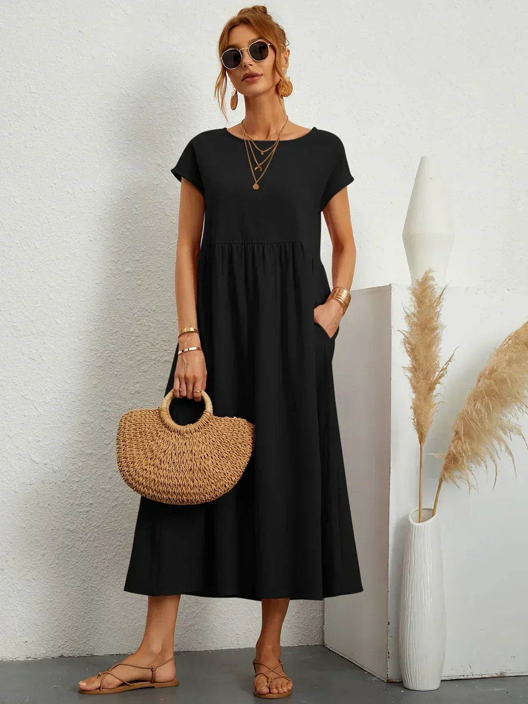 Gabrielle™ — Midi Sukienka o Płynnej Elegancji