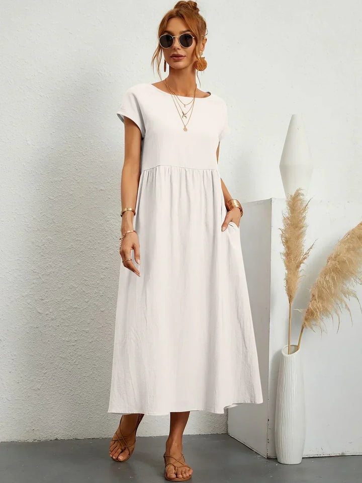 Gabrielle™ — Elegancka, midi sukienka o swobodnym kroju
