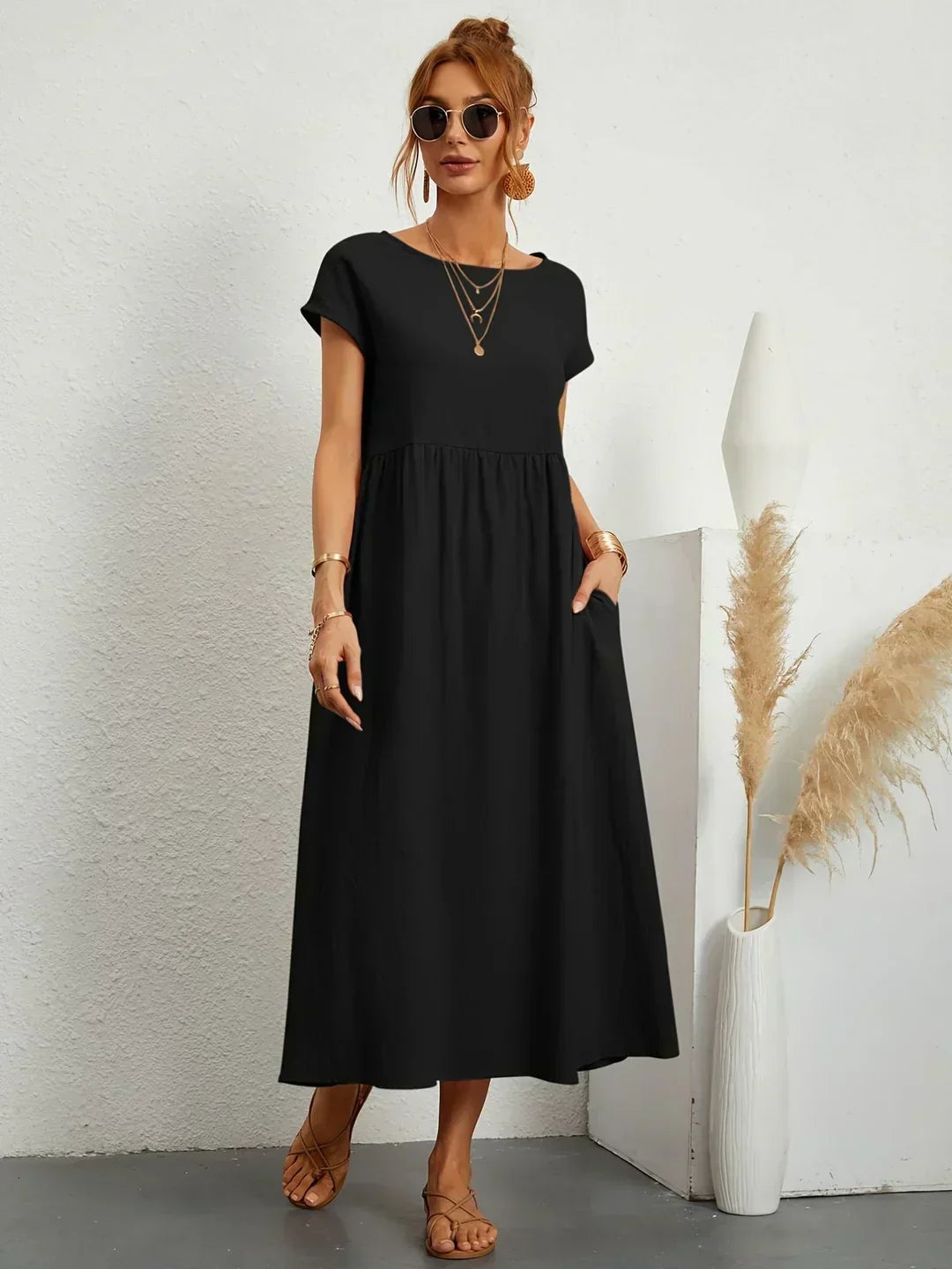 Gabrielle™ — Midi Sukienka o Płynnej Elegancji