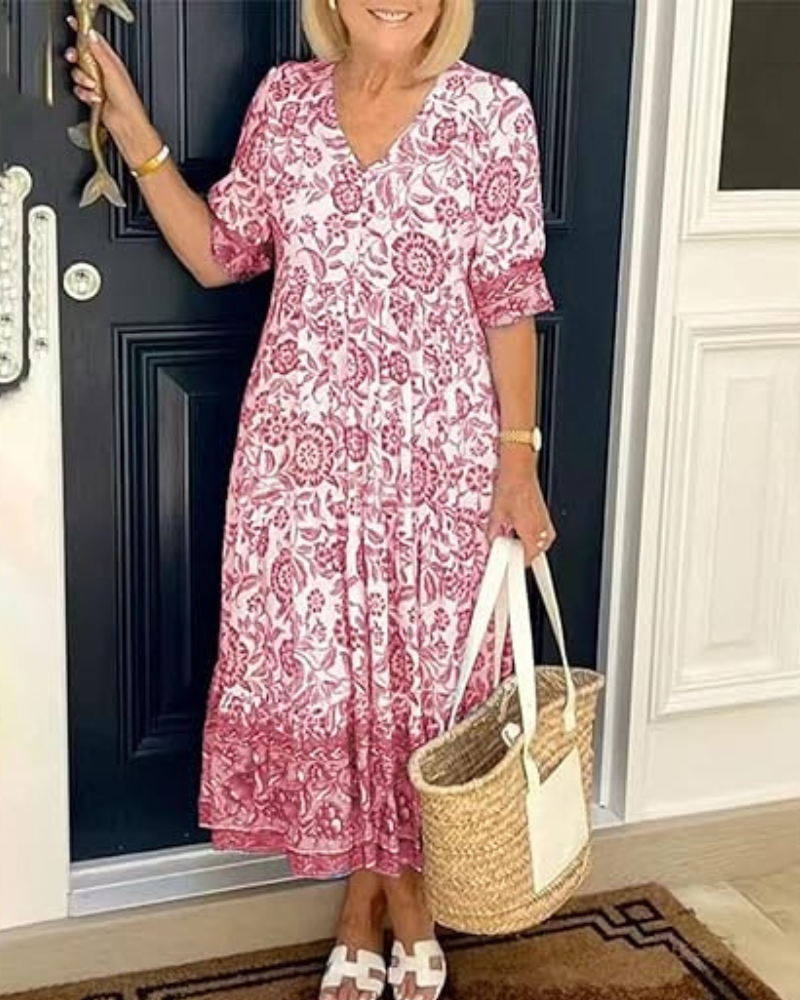 Grace™ - Sukienka Boho z dekoltem w serek
