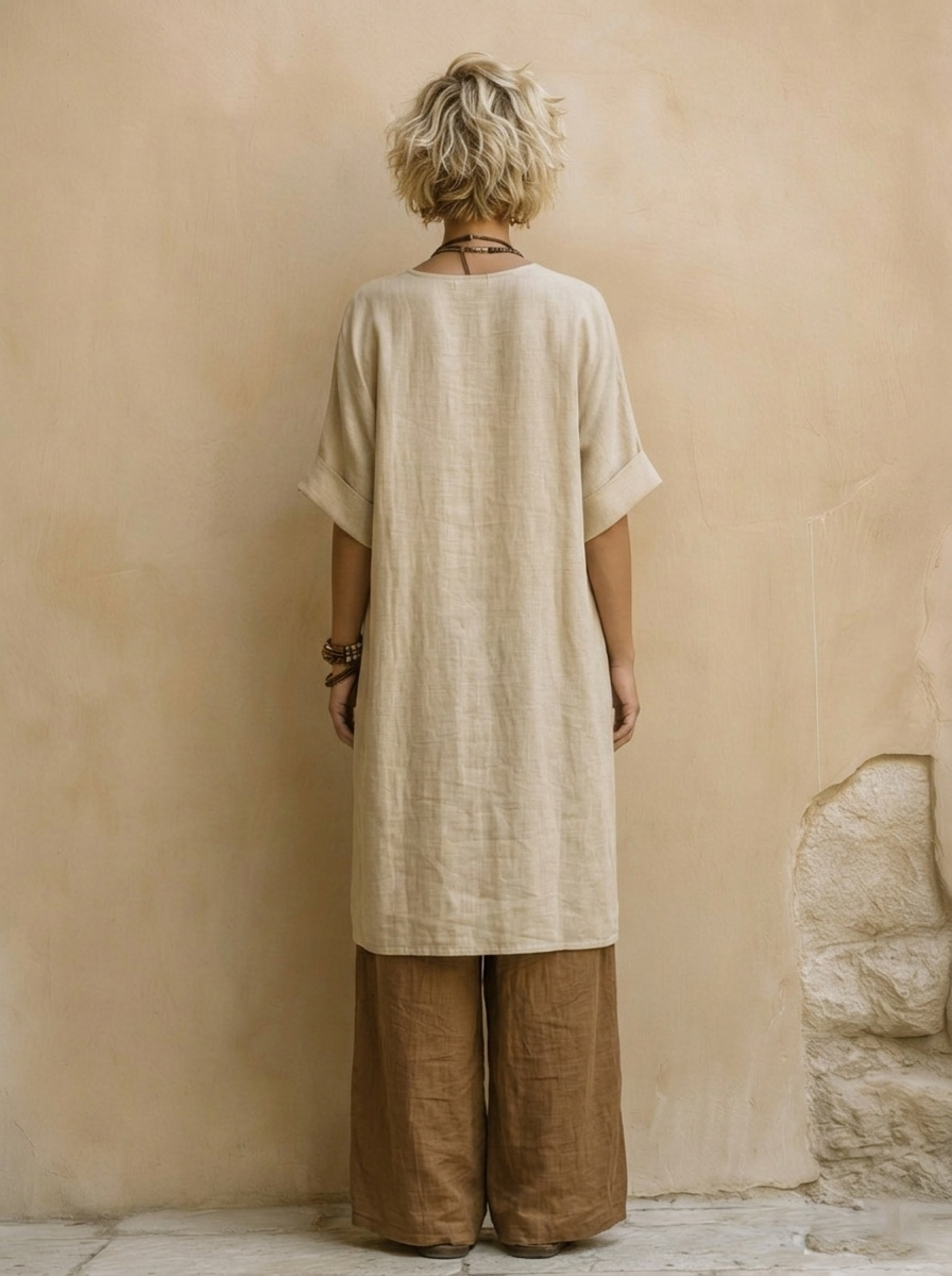 Sophie | Ciemnoszary i Brązowy Tribal Print Trzyczęściowy Zestaw