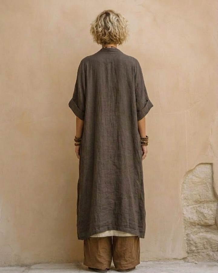 Sophie | Ciemnoszary i Brązowy Tribal Print Trzyczęściowy Zestaw