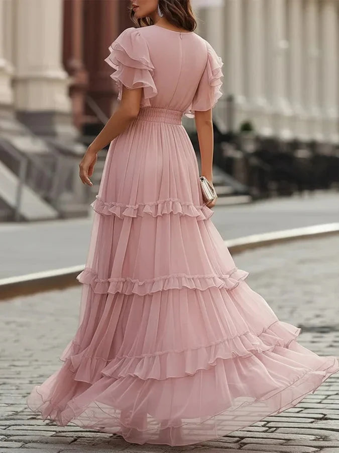 Zoe | Jasnoróżowa Elegancka Sukienka Maxi na Wesele