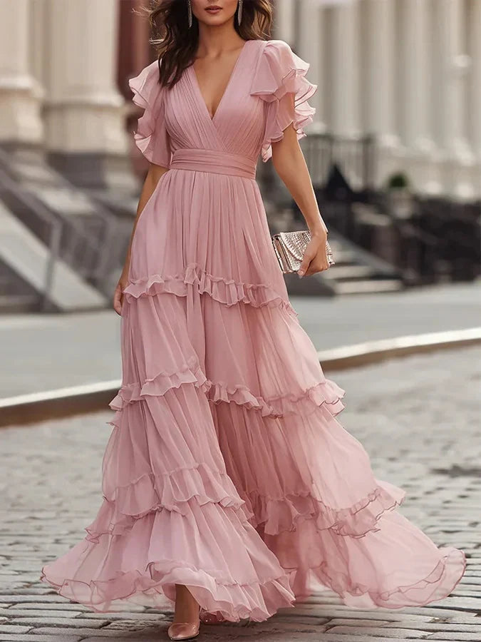 Zoe | Jasnoróżowa Elegancka Sukienka Maxi na Wesele