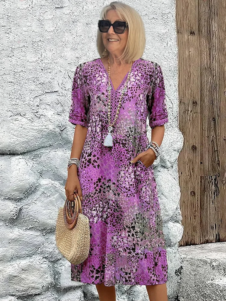 ZUZANNA | ŻYWE MIDI SUKIENKA Z ELEGANCKIM ZASŁONIENIEM BRZUSZKA