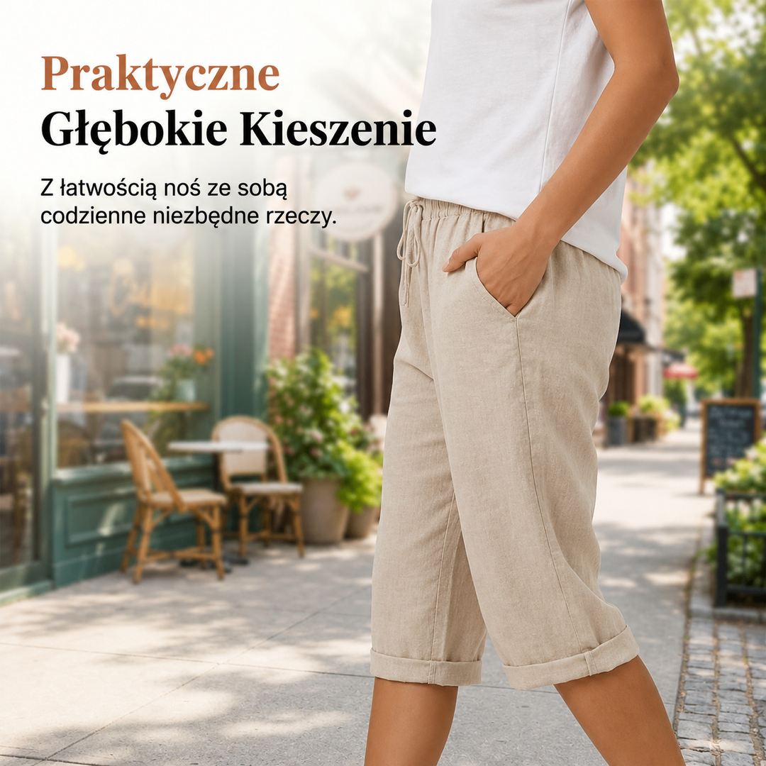 Maja | Bawełniano-Lniane Szorty Damskie